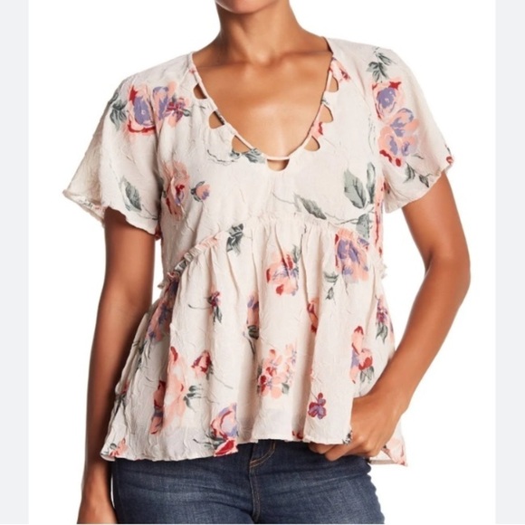 Lucky Brand Pale Pink Floral Blouse - Picture 1 of 6